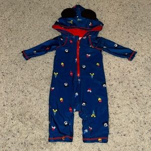 Disney Baby 3-6M Halfzip Hooded Swim Sunsuit